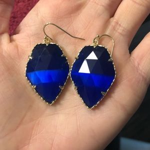 Kendra Scott Earrings in Gold and Cobalt Cats Eye